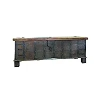 biscottini banc de rangement meuble d'entrée 158x43x59 cm - meuble tv bois - banc entree vintage - banc coffre rangement - meuble salon banc bois