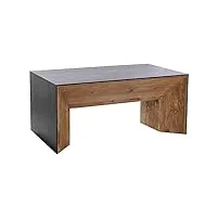 pegane table basse rectangulaire en bois recyclé/pin coloris marron/noir - longueur 135 x profondeur 75 x hauteur 45 cm