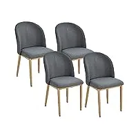 homcom lot de 4 chaises de salle à manger chaise de salon pieds en métal imitation bois 50 x 58 x 85 cm gris
