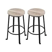 abician chaises de bar lot de 2 industriels chaises de cuisine avec cadre en métal tabouret de salle à manger en bois mdf repose-pied pour bar bistro restaurant 52 × 52 × 75 cm gris