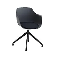 chaise de salle à manger pivotante irida, fauteuil de bureau design, en plastique gris et piètement en métal noir