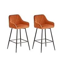 jahecome lot de 2 tabourets de bar oranges avec dossier, accoudoir et repose-pieds, chaises de salle à manger, chaises de cuisine en velours pour salle à manger, cuisine, salon et bar (2, orange)