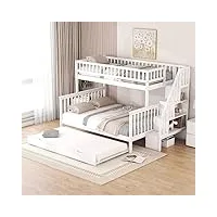 dolamaní lits superposés pour enfant lit double multifonction avec lit pliant et escalier