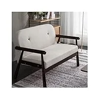 btzhy fauteuil chaise,pour le salon, tissu confortable, chaises d'appoint modernes en bois avec dossier en lin et chaise longue rembourrée pour chambre à coucher, salle de lecture