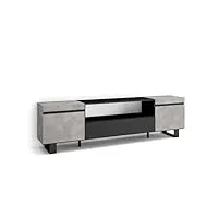 skraut home | meuble tv | banc télé | grand espace de rangement | 200x57x35cm | pour les tv jusqu'à 80" | design industriel | style moderne | ciment