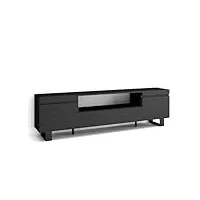 skraut home | meuble tv | banc télé | grand espace de rangement | 200x57x35cm | pour les tv jusqu'à 80" | design industriel | style moderne | noirs