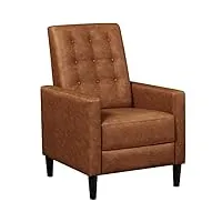 abician fauteuil de relaxation chaise de détente ergonomique avec dossier réglable, repose-pied, assise Épaisse, pour salon chambre bureau brun/similicuir
