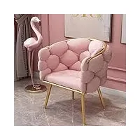 tzufa chaise d'appoint en velours, chaise longue pour chambre à coucher avec pieds en métal doré, chaise à bulles de luxe légère, élégante chaise rembourrée confortable,rose