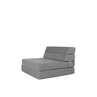 lit simple z en mousse futon pliable pour invités matelas pliant simple et chaise confortable (190 x 70 cm) (gris)