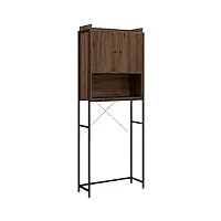 kleankin meuble étagère dessus wc étagère de salle de bain placard 2 portes et niche - 68 x 25,5 x 172,5 cm marron noir