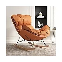 leiytfe chaise À bascule adulte chaise moderne pour salon,chaise À bascule allaitement tapissée,chaise relax chaise longue simple, chaise d'appoint À coussin Épais (color : orange)