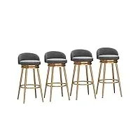 pealihuy lot de 4 tabourets de bar à hauteur de comptoir pivotants à 360°, tapissés de velours et pieds en métal doré, chaises de cuisine, hauteur d'assise 65/75 cm