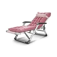 fauteuil inclinable d'extérieur, chaise longue de jardin, fauteuil inclinable pliable, oreiller inclinable réglable, lit de sieste simple, capacité de charge élevée