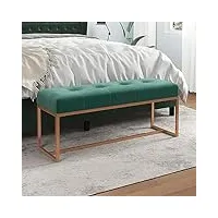 tidyard banc de lit, rembourré, banc de couloir, en velours, vert foncé, 110 x 36 x 45 cm