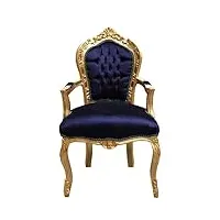 casa padrino dîner baroque chaise bleu royal/or avec accoudoir