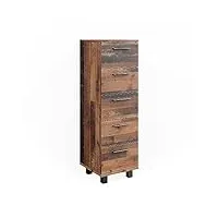 vicco meuble de rangement de salle de bain ilias, chêne rustique, 30 x 95 cm avec 5 tiroirs
