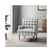 hulala home chaise d'appoint moderne avec pieds en bois rétro et garniture cloutée fauteuil rembourré confortable canapé simple pour salon chambre à coucher noir