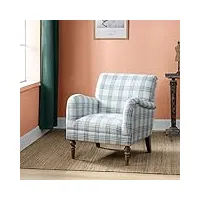 hulala home chaise d'appoint moderne avec accoudoirs et jambes en bois fauteuil rembourré confortable canapé chaise pour chambre salon bleu