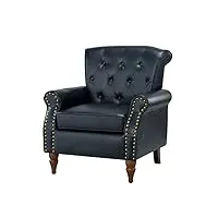 fauteuil en cuir pu fauteuils d'appoint en cuir du milieu du siècle avec capitonnage en cuir et garniture cloutée fauteuil en cuir surdimensionné pour salon chambre à coucher réception bleu