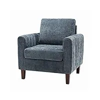 hulala home accent chaises de salon fauteuil rembourré en tissu moderne mid-century leisure chair confortable fauteuil de lecture fauteuil lounge fauteuil club en tissu pour salon chambre bleu