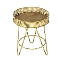 homcom table d'appoint table basse ronde de style naturel avec plateau en bois et métal Ø 50 x 59.5h cm marron