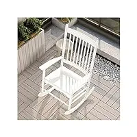 fauteuil à bascule lot de 2 chaises à bascule blanches pour porche avant très résistantes, balcon extérieur, jardin, fauteuil à bascule en bois pour adultes pour terrasses/pelouse/arrière-cour/piscin