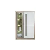 mon mobilier design roma armoire vitrine 2 portes battantes avec lumières led 90x130 cm