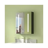 exbrite armoire de salle de bain miroir avec lumières, miroir led avec cadre en aluminium noir, désembueur, intensité variable, lumière 3 couleurs, montage mural en surface, charnière droite