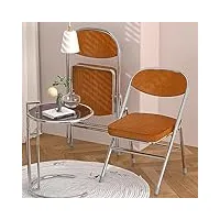 pipipoxer chaises pliantes avec dossier, chaise velour chaises de salle à manger assise en velours côtelé, rembourrage 5cm, chaise cuisine chaise pliante salle a manger, orange (46x41x80.3cm)