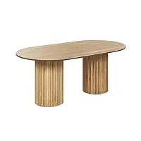 table de repas ovale 180 x 100 cm en mdf et bois d'hévéa bois clair sheridan
