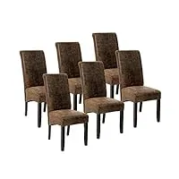 tectake lot de 6 chaises de salle à manger 106 cm chaise de salon mobilier meuble de salon - diverses couleurs au choix - (marron antique | no. 403501)