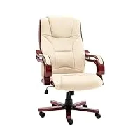 vidaxl chaise de bureau fauteuil d'ordinateur inclinable siège ergonomique fauteuil de bureau intérieur hauteur réglable crème cuir véritable