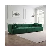 mobilier-deco anya - canapé capitonné 4 places en velours vert