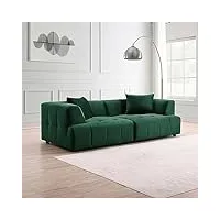 mobilier-deco anya - canapé capitonné 3 places en velours vert