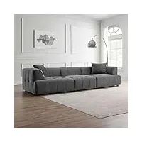 mobilier-deco anya - canapé capitonné 4 places en velours gris