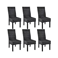 barash chaises à manger lot de 6 noir rotin kubu et bois de manguier,chaises de salle À manger,chaise de cuisine,chaises de salle À manger moderne