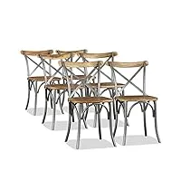 barash chaises à manger lot de 6 bois de manguier massif et acier,chaises de salle À manger,chaise de cuisine,chaises de salle À manger moderne