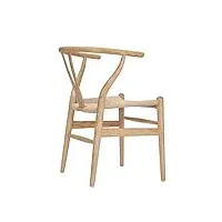 tomile hans wegner chaise de salle à manger moderne en forme de y avec siège en chanvre et accoudoirs en frêne massif pour salle à manger et salon (frêne + naturel)