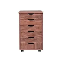 caisson de bureau classeur en bois 7/6/5 tiroirs mdf couleur noyer foncé/gris/blanc for meubles de bureau à domicile rangement pour document (color : 6-drawer dark walnut)