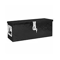 homgoday boîte de rangement noire 60 x 23,5 x 23 cm en aluminium, coffre de rangement extérieur, coffre de jardin extérieur