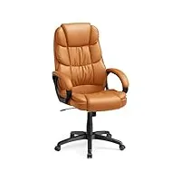 songmics, marron caramel chaise de bureau, fauteuil gaming, siège avec accoudoirs, ergonomique, pivotant, réglable en hauteur, avec roulettes, obg024k01, 70 x 70 x (116-126) cm