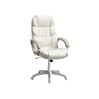 songmics chaise de bureau, fauteuil gaming, siège avec accoudoirs, ergonomique, pivotant, réglable en hauteur, avec roulettes, blanc crème obg024w01