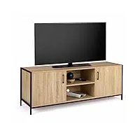 idmarket - meuble tv 140 cm detroit 2 portes design industriel