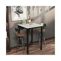 fativo table bar haute cuisine: table à manger en métal table bistrot marbre extérieur mange debout en pierre fritté carré - 70x70x105cm