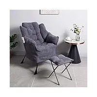 panana fauteuil d'appoint avec accoudoirs en tissu avec repose-pieds (gris foncé)