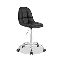 vecelo chaise de bureau moderne sans accoudoir, réglable en hauteur, roulette pivotant à 360 degrés, siège Élégant et décontracté pour l'Étude, le travail, le maquillage, les loisirs, noir