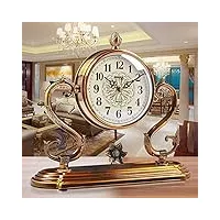horloge de cheminée avec pendule cheminée plaqué cuivre rétro horloge de table muet bureau alimenté par batterie, décor cadeau budget horloges de cheminée