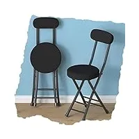 zjiex tabouret de bar tabouret pliant en cuir pu, chaise de bar pliable avec dossier et assise rembourrés, tabouret de cuisine hauteur 45cm, pour salle À manger pub et bistro (color : black, size :