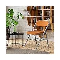 chaise pliante confortable en velours côtelé métal chaise camping pliante, chaise pliable avec rembourrage dossier, chaises de salle à manger, chaises de jardin, chaise cuisine salon, rouge orangé