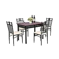 costway table à manger avec 4 chaises, ensemble table et 4 chaises rembourrées, cadre en métal, table cuisine rectangulaire 107x70cm pour salle à manger, cuisine, salon (purple)